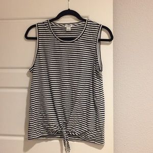 J. Crew black and white stripe tie-front tank